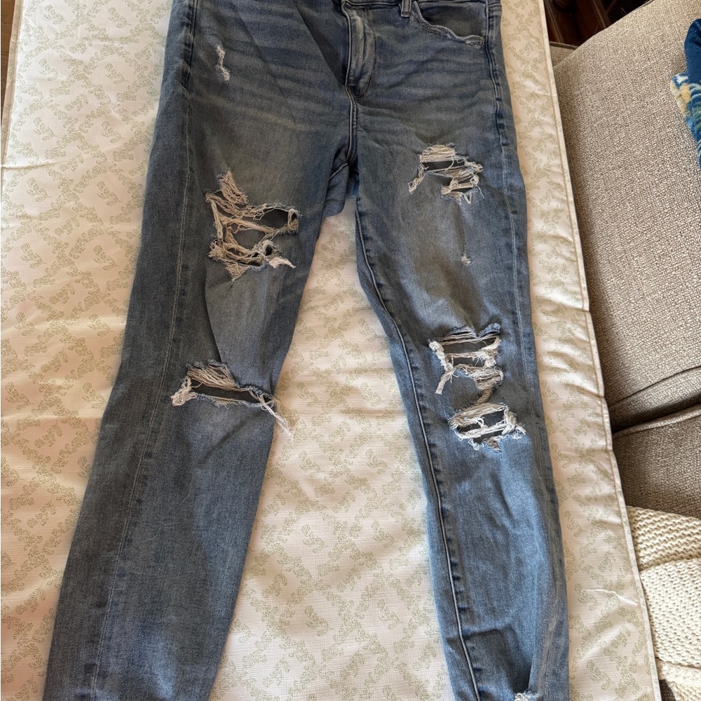 American Eagle Outfitters Ripped Blue Jeggings